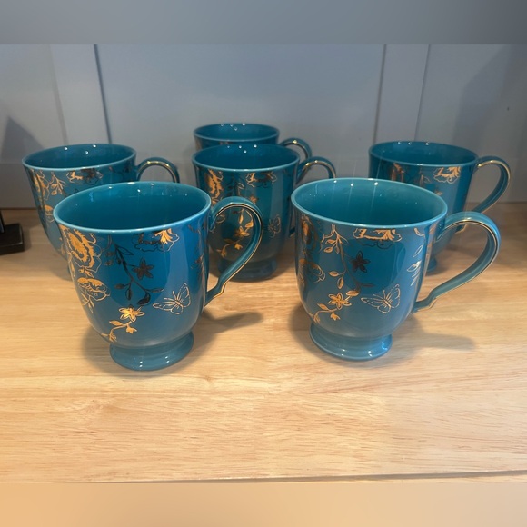 Coffee cups turquoise & gold set/6 pieces - Picture 6 of 6